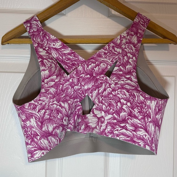 Lululemon Enlite running supportive floral white pink sports bra- 34E - Picture 6 of 11